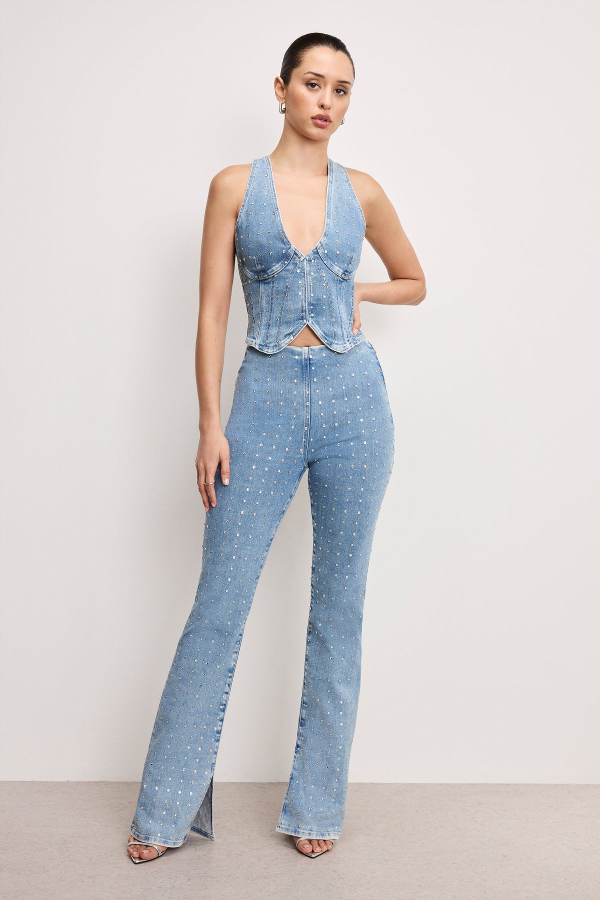 DOLLY CRYSTAL DENIM PULL ON PANTS INDIGO1023