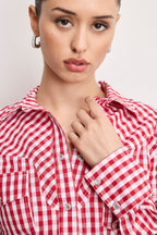 DOLLY COUNTRY CORSET SHIRT CRIMSON AND WHITE GINGHAM