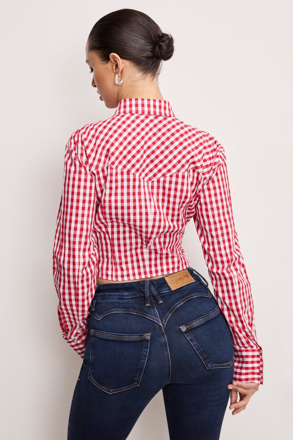 DOLLY COUNTRY CORSET SHIRT CRIMSON AND WHITE GINGHAM