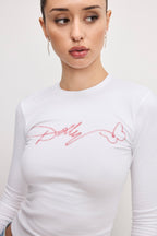 DOLLY BUTTERFLY SUPER STRETCH LONG SLEEVE WHITE001
