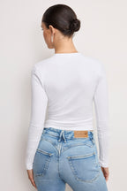 DOLLY BUTTERFLY SUPER STRETCH LONG SLEEVE WHITE001