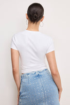 DOLLY SIGNATURE SUPER STRETCH BABY TEE WHITE001