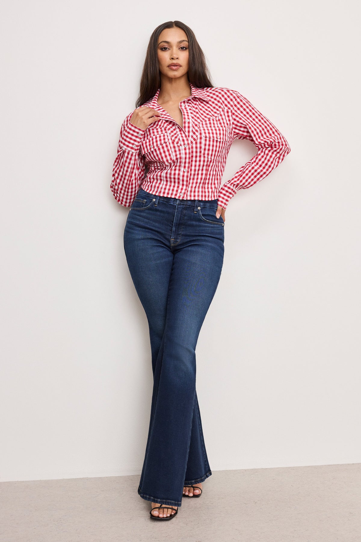 DOLLY COUNTRY CORSET SHIRT CRIMSON AND WHITE GINGHAM