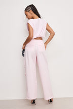 TWILL PARACHUTE PANTS BUBBLEGUM005