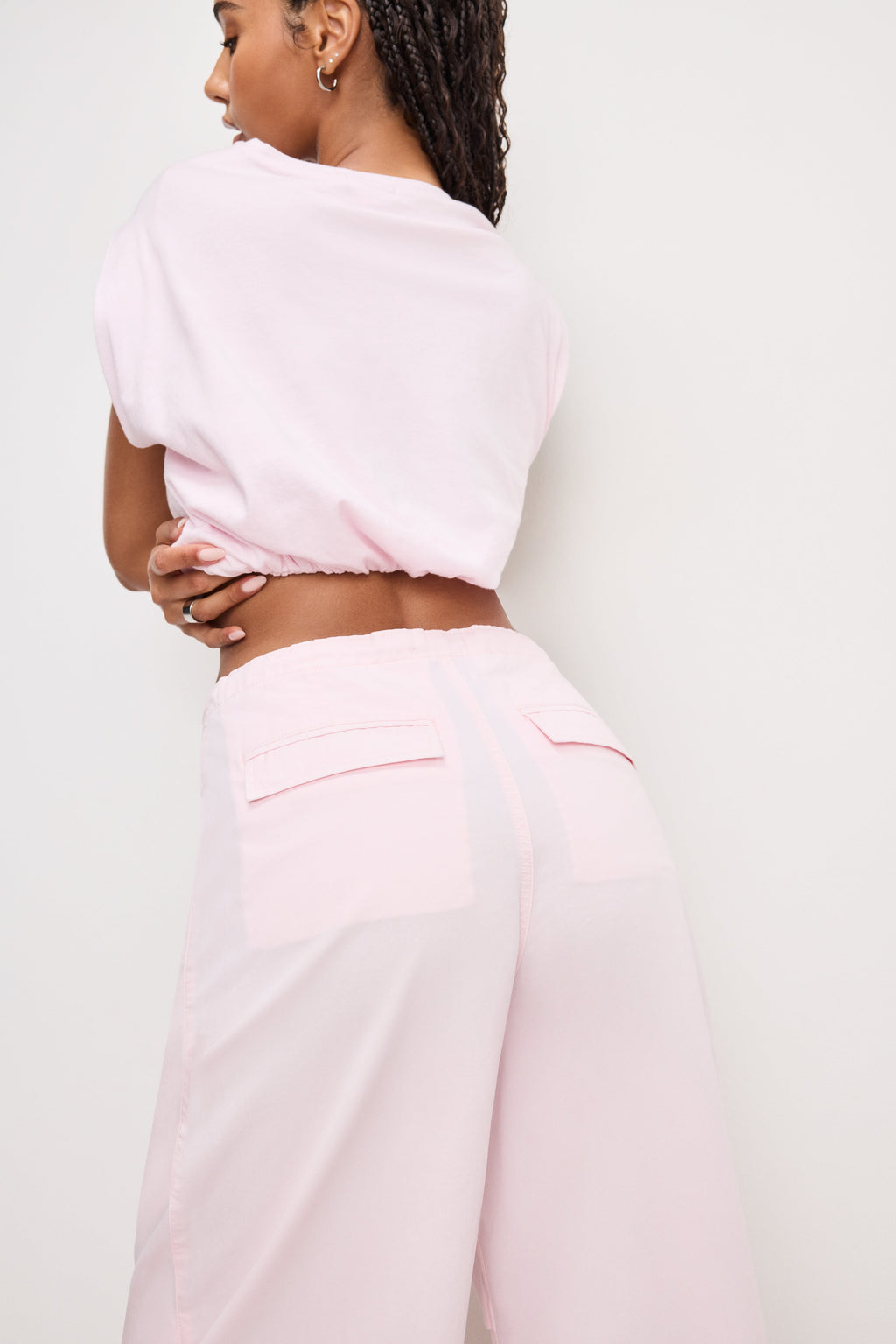TWILL PARACHUTE PANTS BUBBLEGUM005
