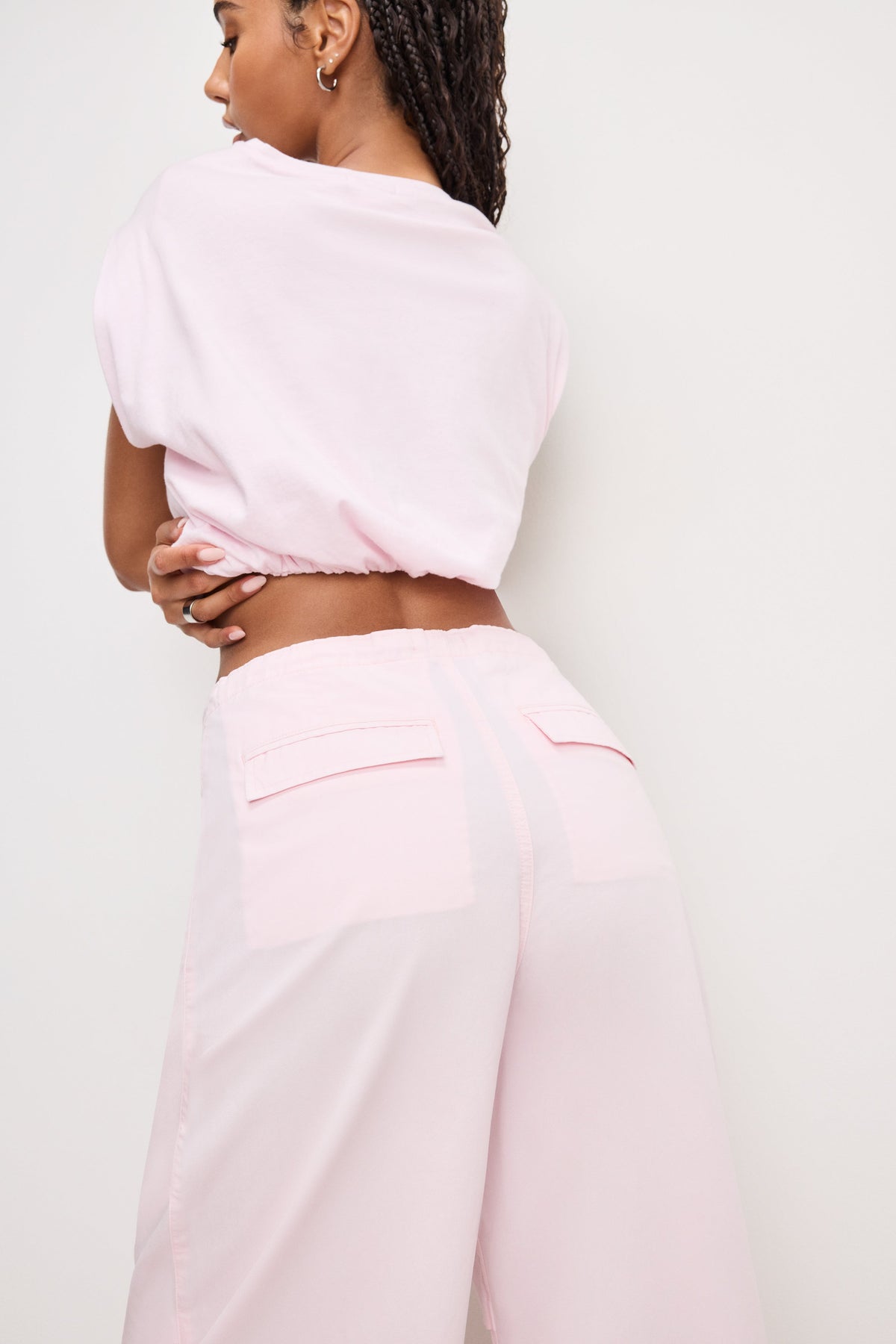 TWILL PARACHUTE PANTS BUBBLEGUM005