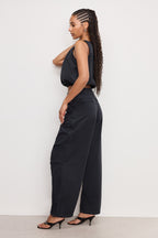 TWILL PARACHUTE PANTS BLACK001
