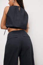 TWILL PARACHUTE PANTS BLACK001