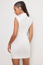 SUPER STRETCH JERSEY MOCK NECK MINI DRESS CLOUD WHITE
