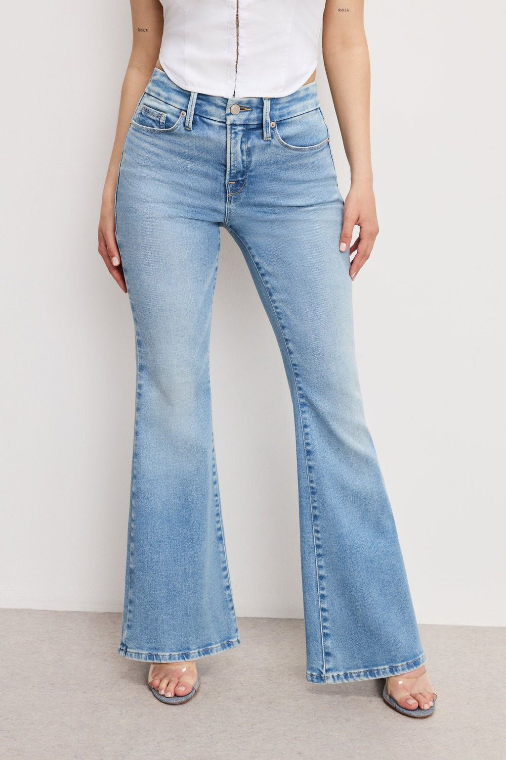 DOLLY JOLEANS PETITE FLARE JEANS INDIGO1019