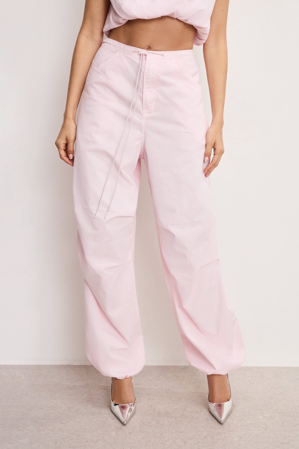 TWILL PARACHUTE PANTS BUBBLEGUM005