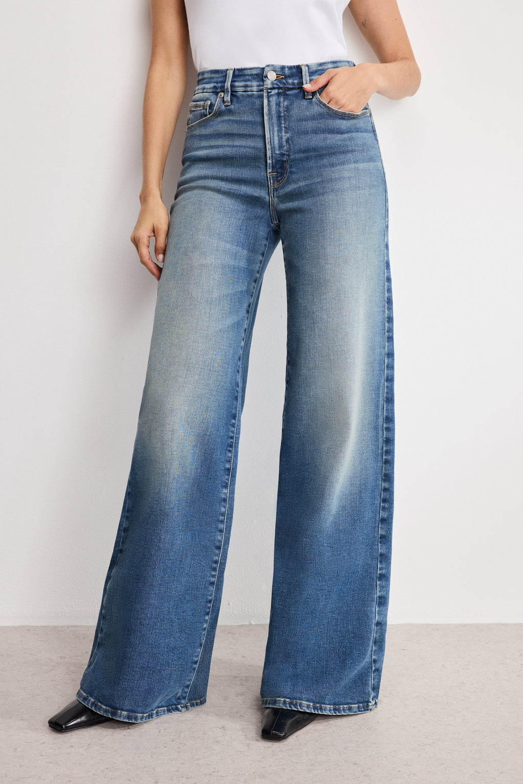 SOFT TECH GOOD WAIST PALAZZO JEANS INDIGO986