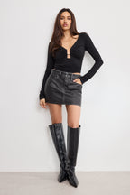 JERSEY U WIRE LONG SLEEVE TOP BLACK001