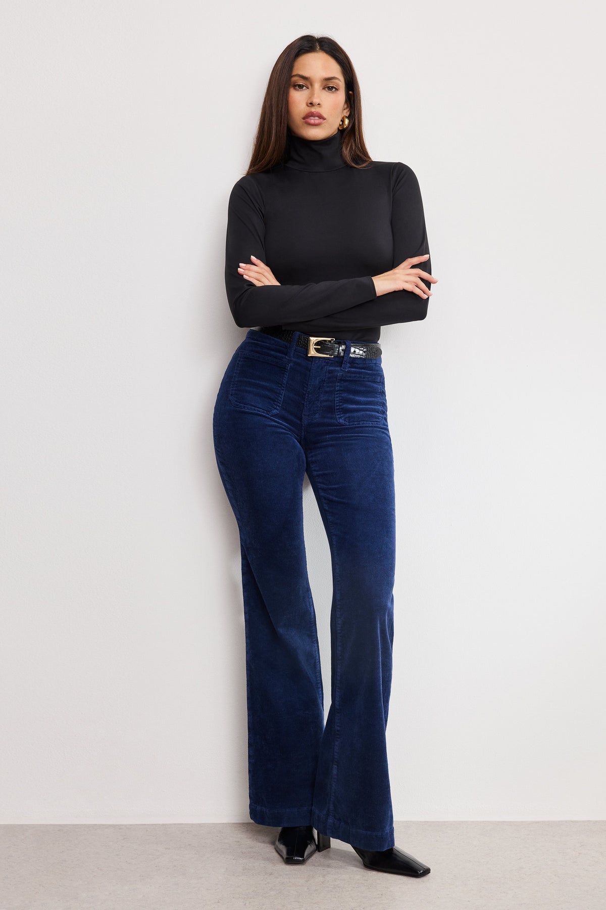 GOOD LEGS FLARE CORDUROY PANTS MIDNIGHT002