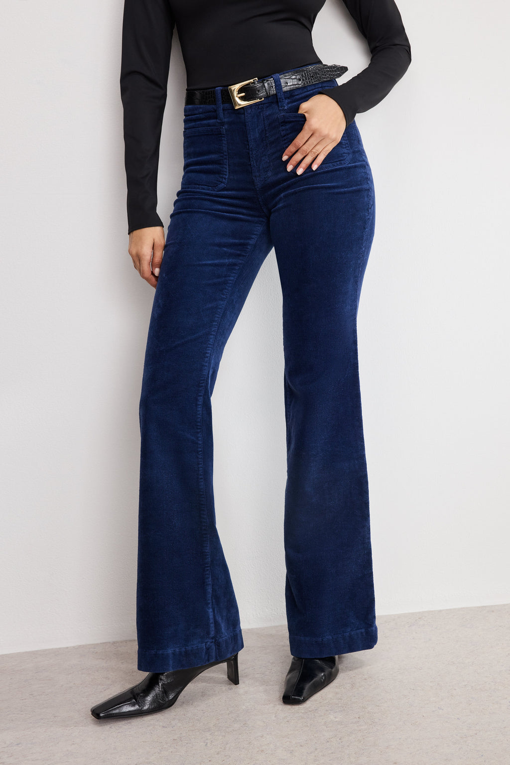 GOOD LEGS FLARE CORDUROY PANTS MIDNIGHT002