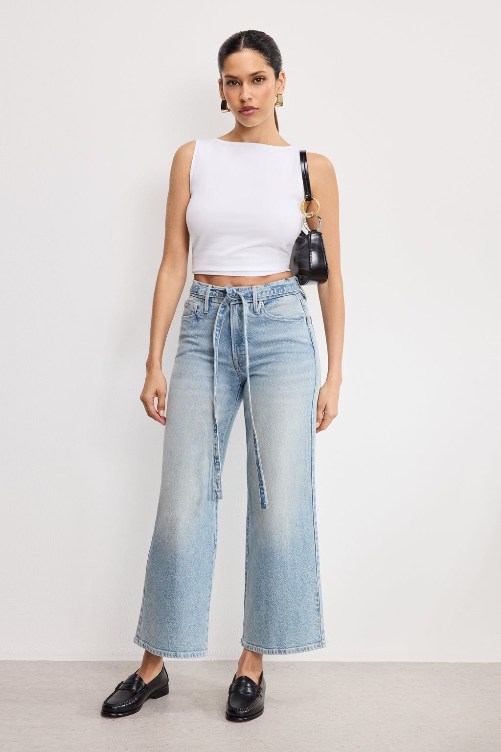GOOD WAIST PALAZZO CROPPED JEANS INDIGO999