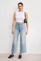 GOOD WAIST PALAZZO CROPPED JEANS INDIGO999
