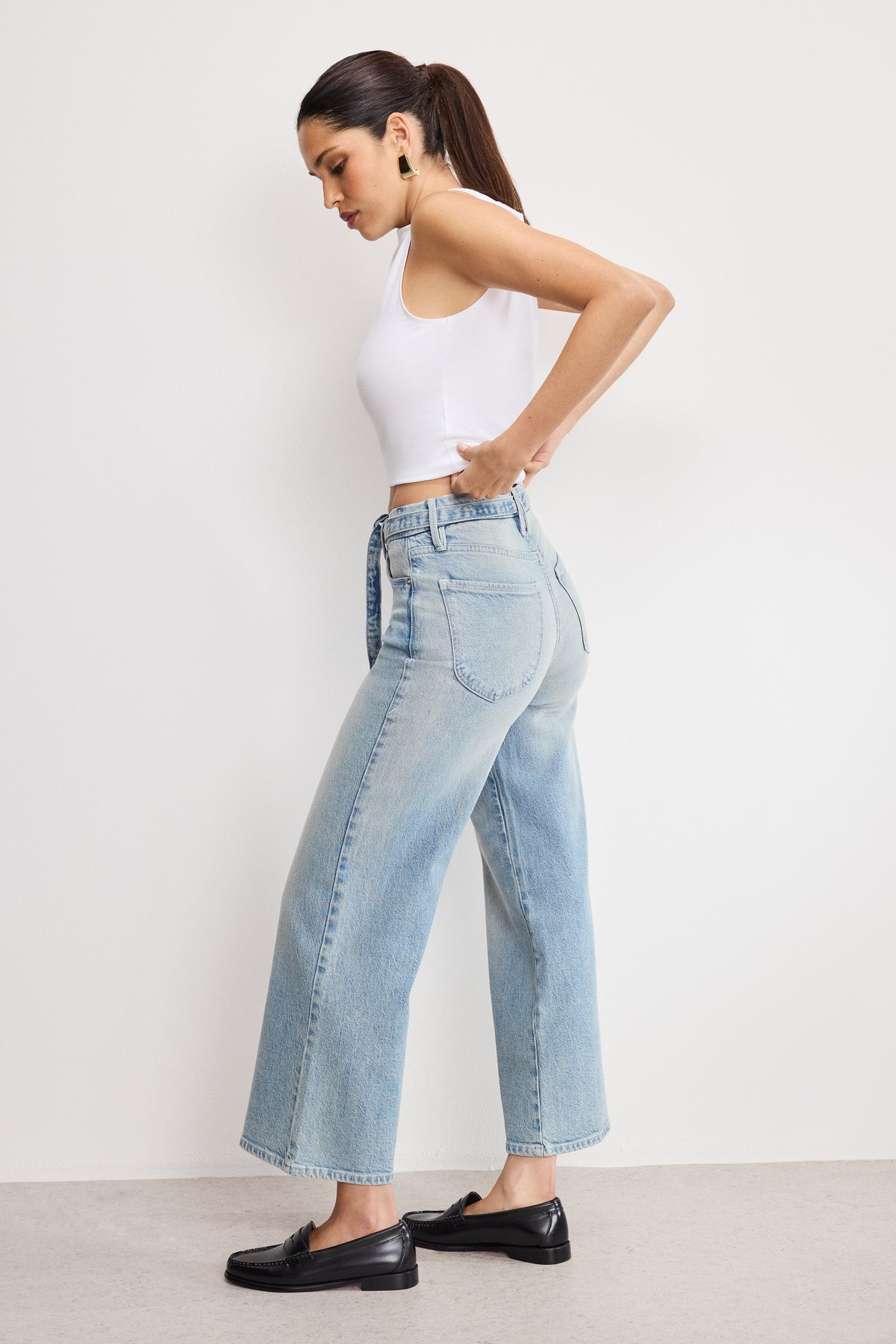 GOOD WAIST PALAZZO CROPPED JEANS INDIGO999