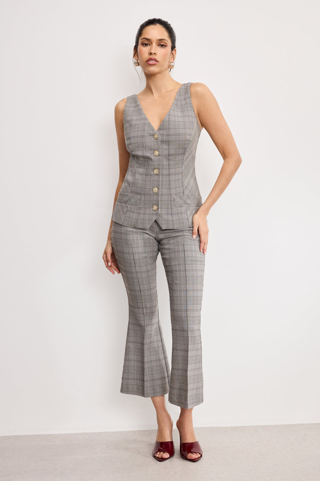 PLAID VEST GLEN PLAID001