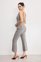 PLAID PULL ON KICK FLARE PANTS GLEN PLAID001