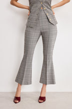 PLAID PULL ON KICK FLARE PANTS GLEN PLAID001