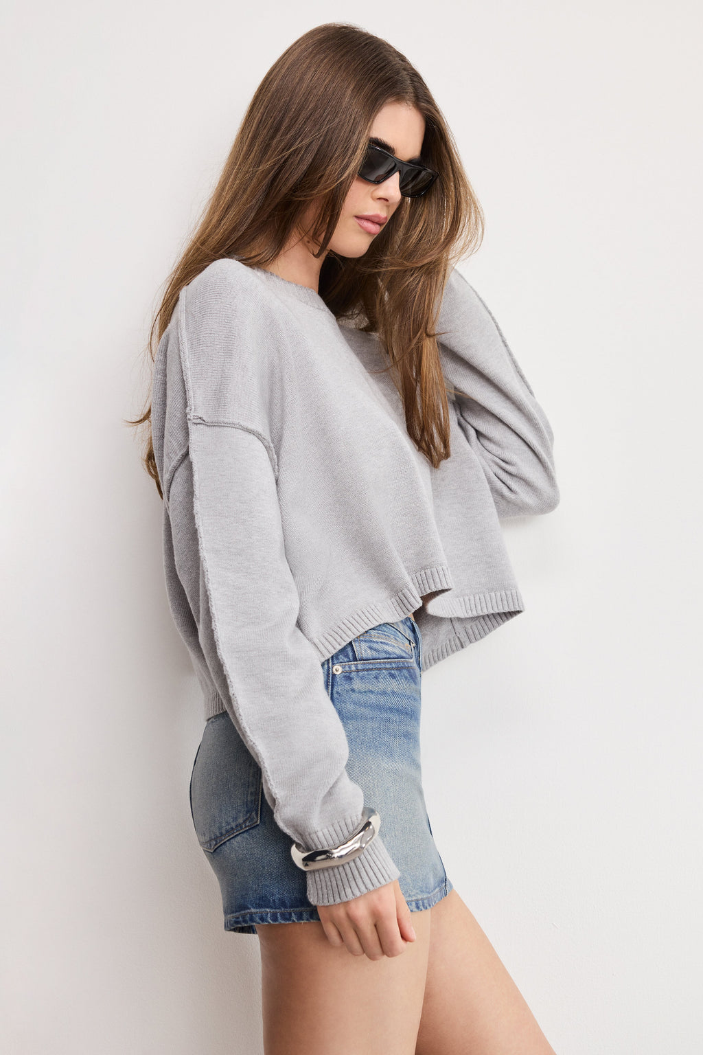 COZY KNIT CREW NECK MELANGE GREY