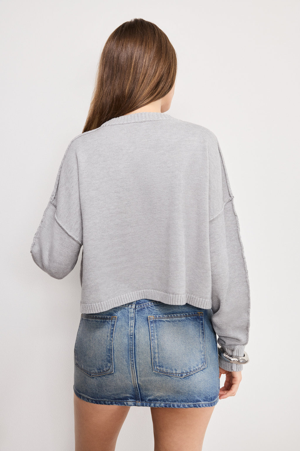 COZY KNIT CREW NECK MELANGE GREY