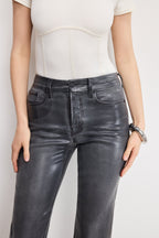 SOFT TECH GOOD LEGS STRAIGHT COATED JEANS BLACK402