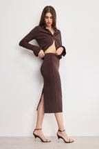 MATTE JERSEY MIDI PENCIL SKIRT BARK003