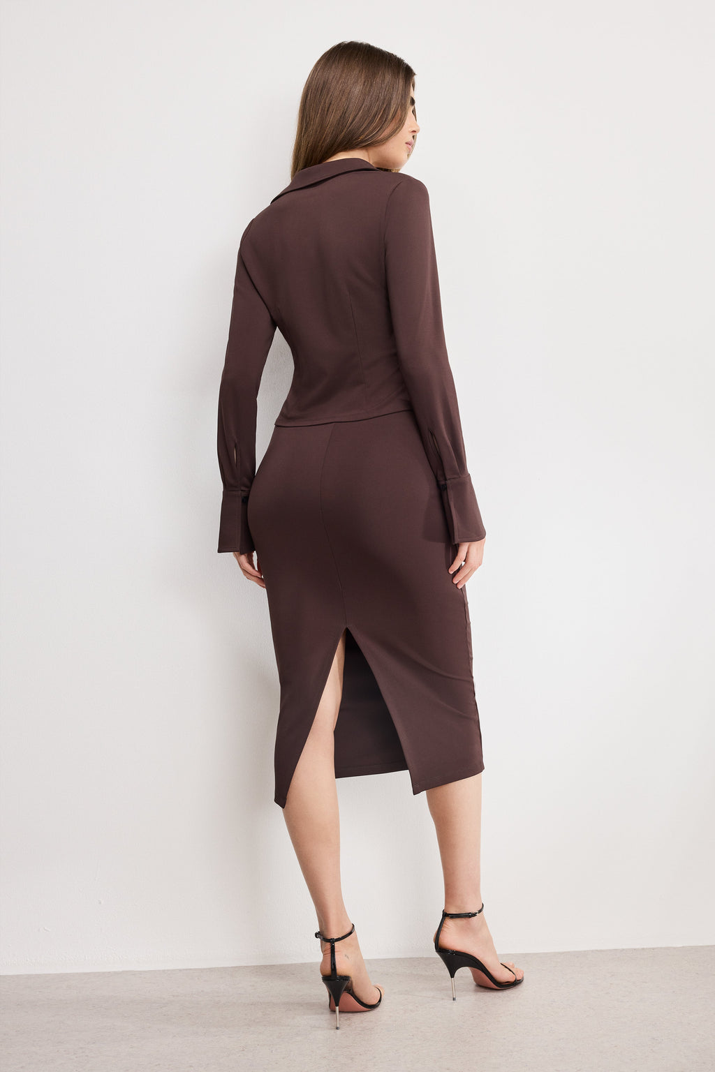 MATTE JERSEY MIDI PENCIL SKIRT BARK003
