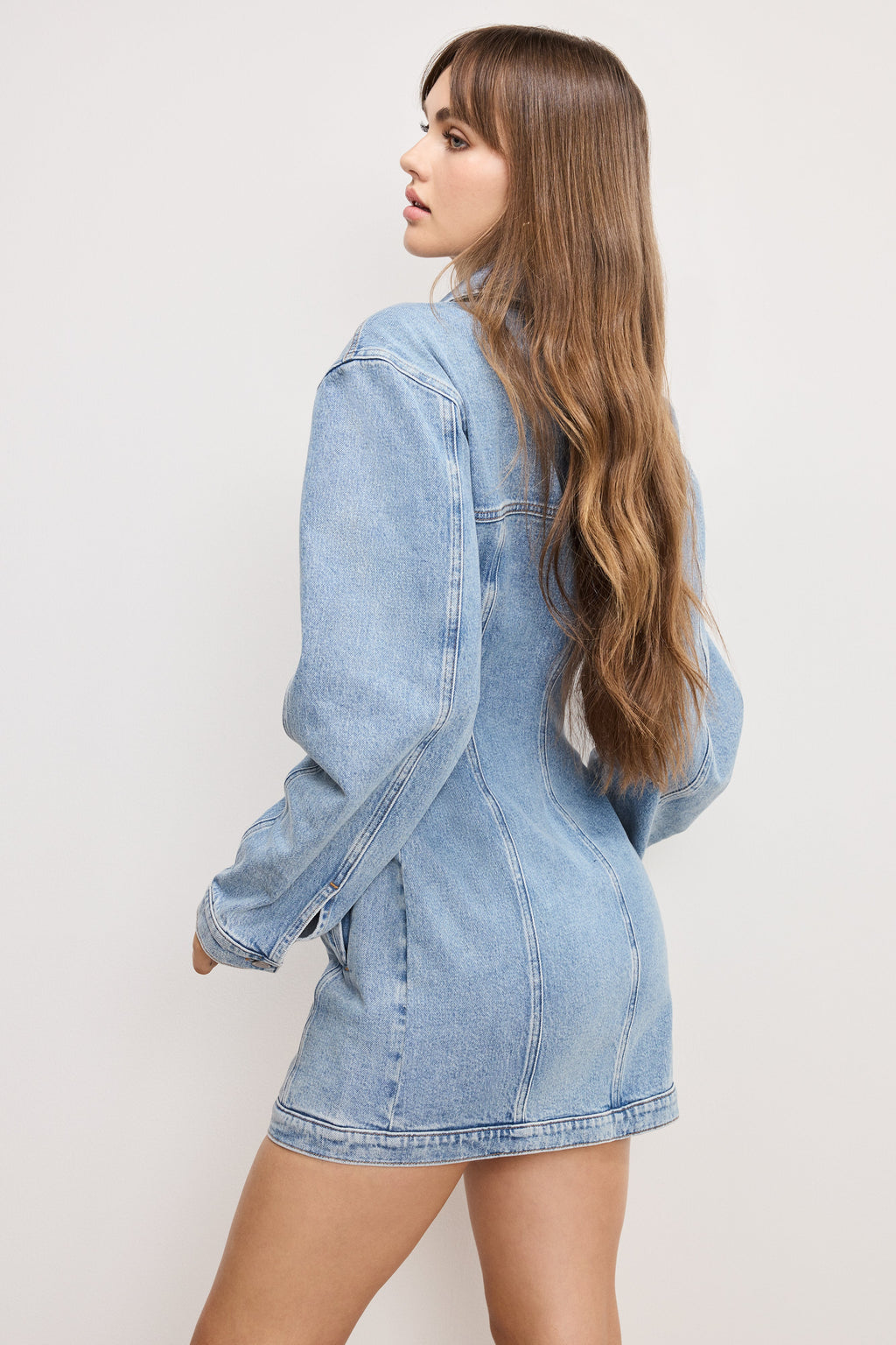 BARREL LONG SLEEVE MINI DRESS INDIGO911