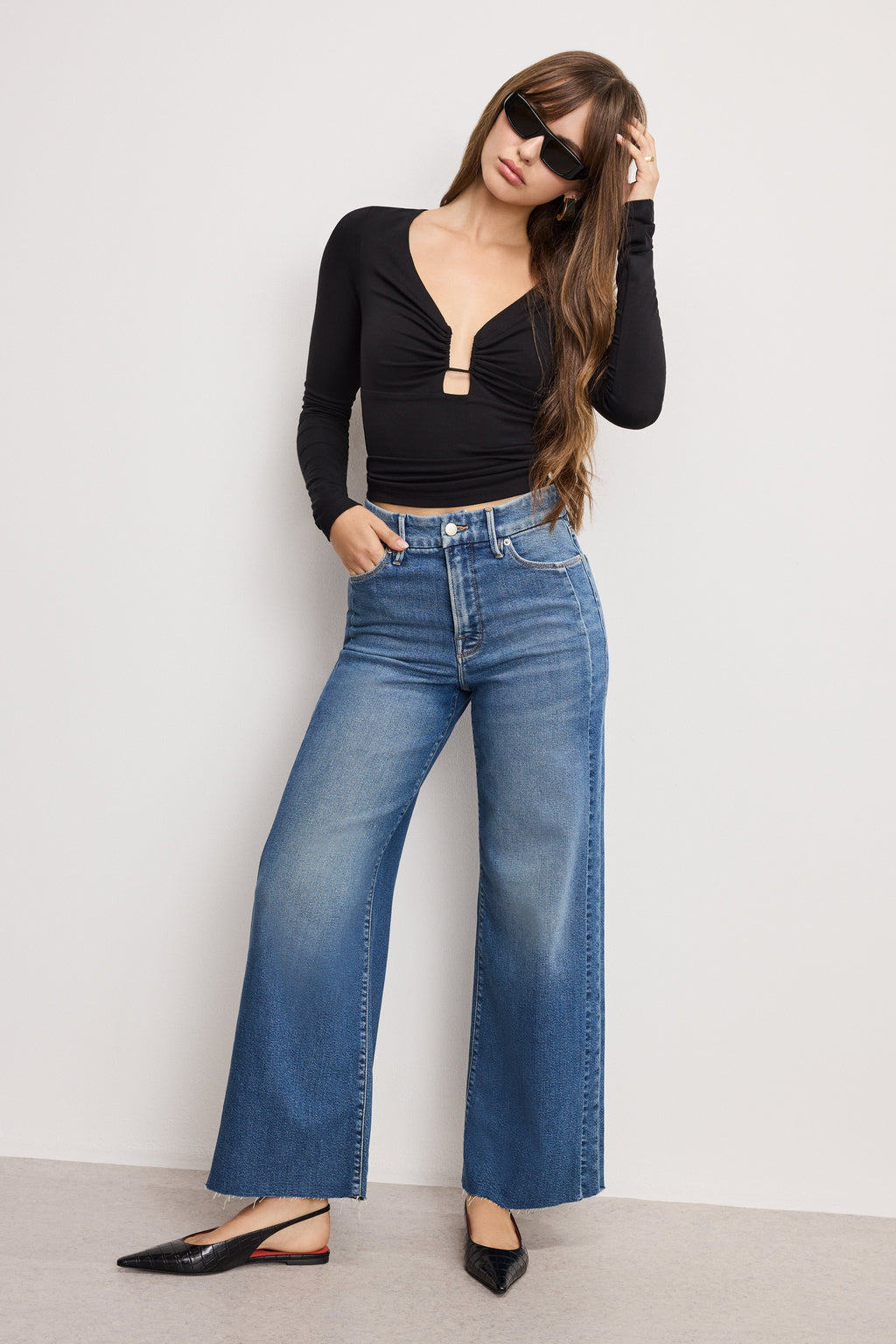 GOOD SKATE CROPPED WIDE JEANS INDIGO1005