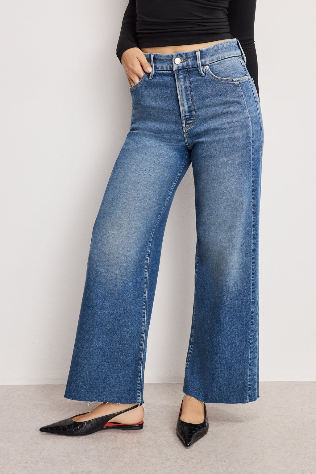 GOOD SKATE CROPPED WIDE JEANS INDIGO1005