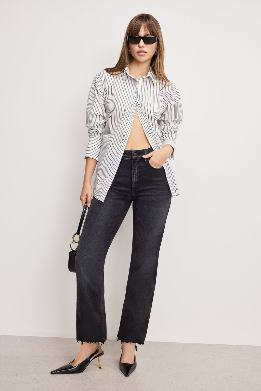 GOOD ICON STRAIGHT ANKLE JEANS BLACK404