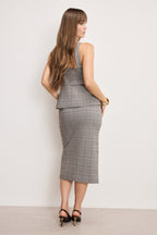 PLAID MIDI SKIRT GLEN PLAID001