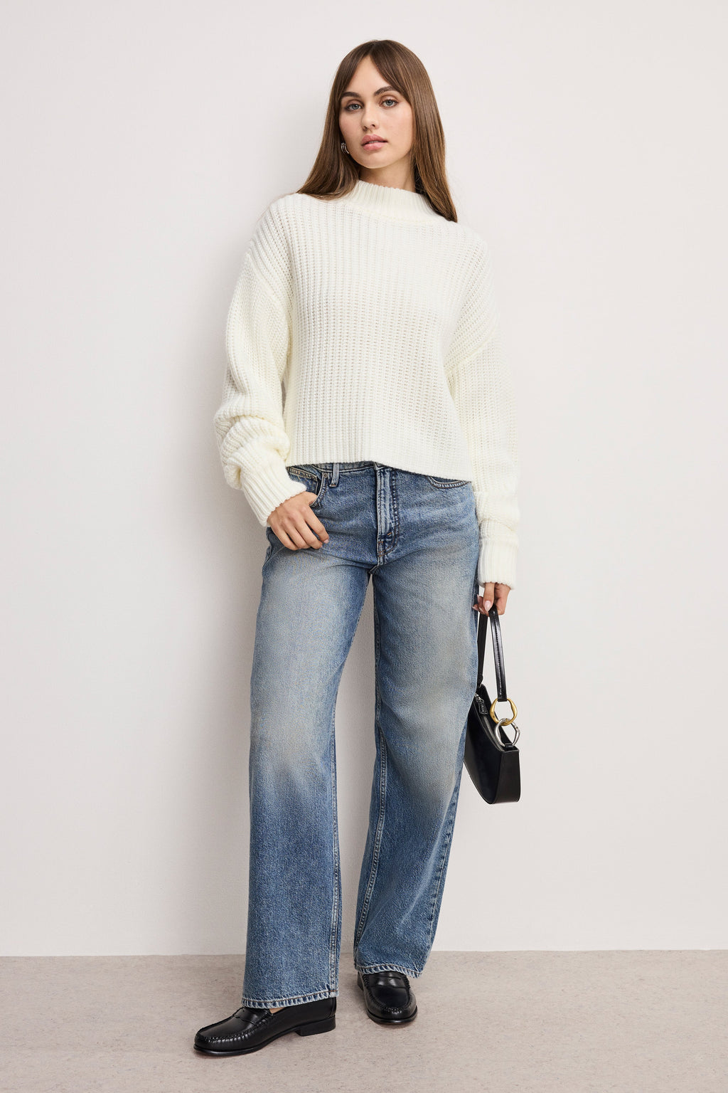 CHUNKY KNIT MOCK NECK SWEATER IVORY003