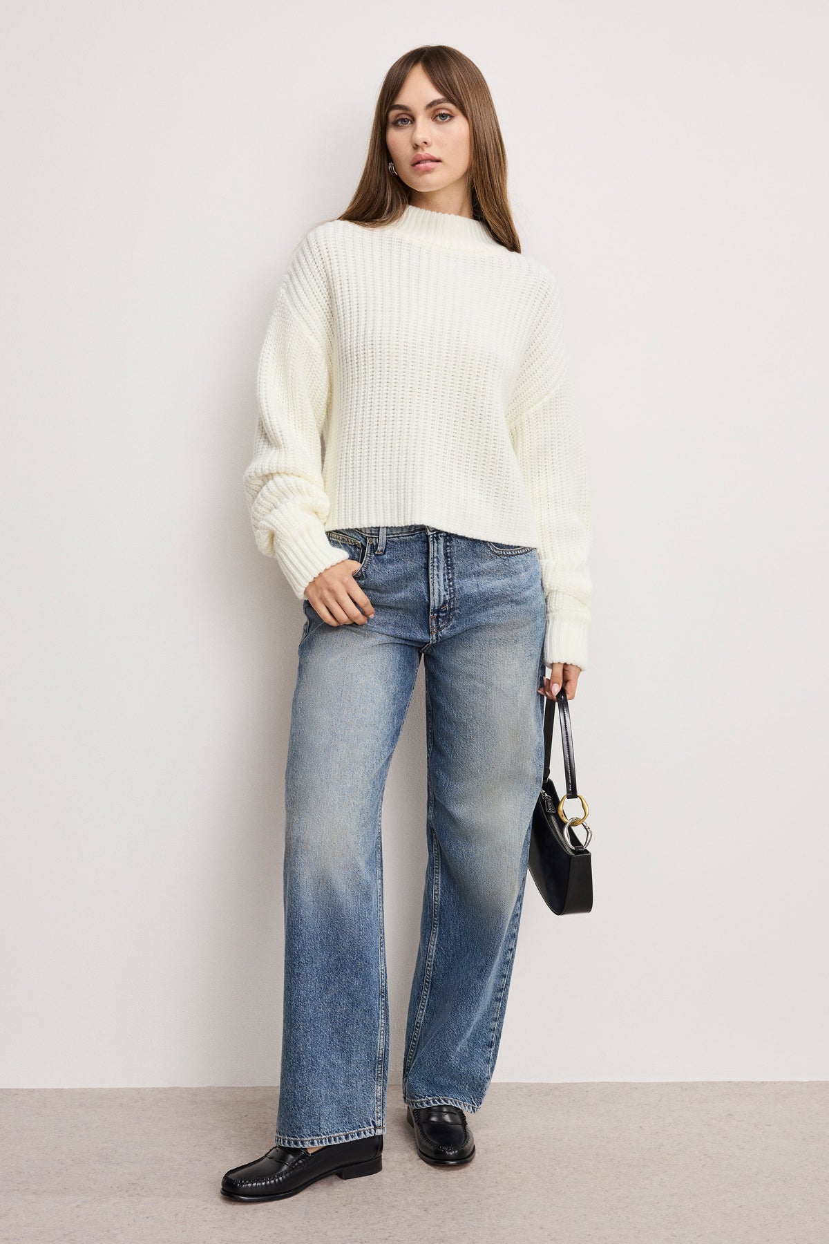 CHUNKY KNIT MOCK NECK SWEATER IVORY003