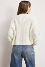 CHUNKY KNIT MOCK NECK SWEATER IVORY003