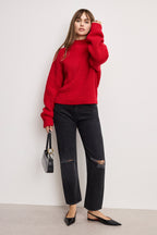 CHUNKY KNIT MOCK NECK SWEATER CHILI001