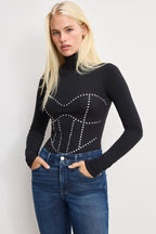 DOLLY CRYSTAL CORSET BODYSUIT BLACK001