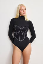 DOLLY CRYSTAL CORSET BODYSUIT BLACK001