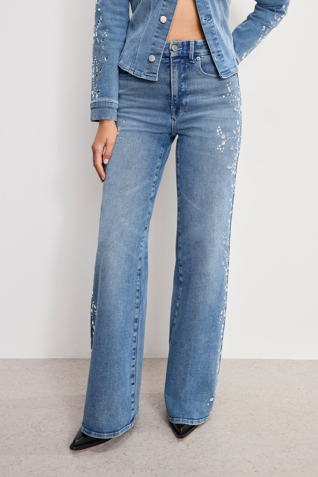 DOLLY JOLEANS CRYSTAL WIDE JEANS INDIGO1089