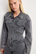 DOLLY CRYSTAL DENIM JACKET BLACK415