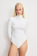 DOLLY CRYSTAL CORSET BODYSUIT WHITE001