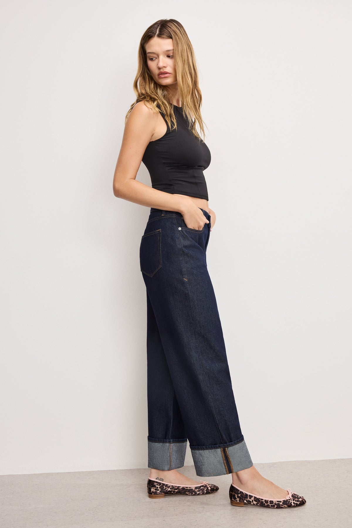 GOOD LOW RISE BAGGY CUFFED JEANS INDIGO1006