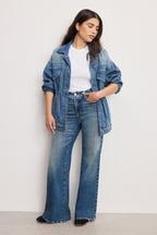 SOFT TECH GOOD PETITE PALAZZO JEANS INDIGO986