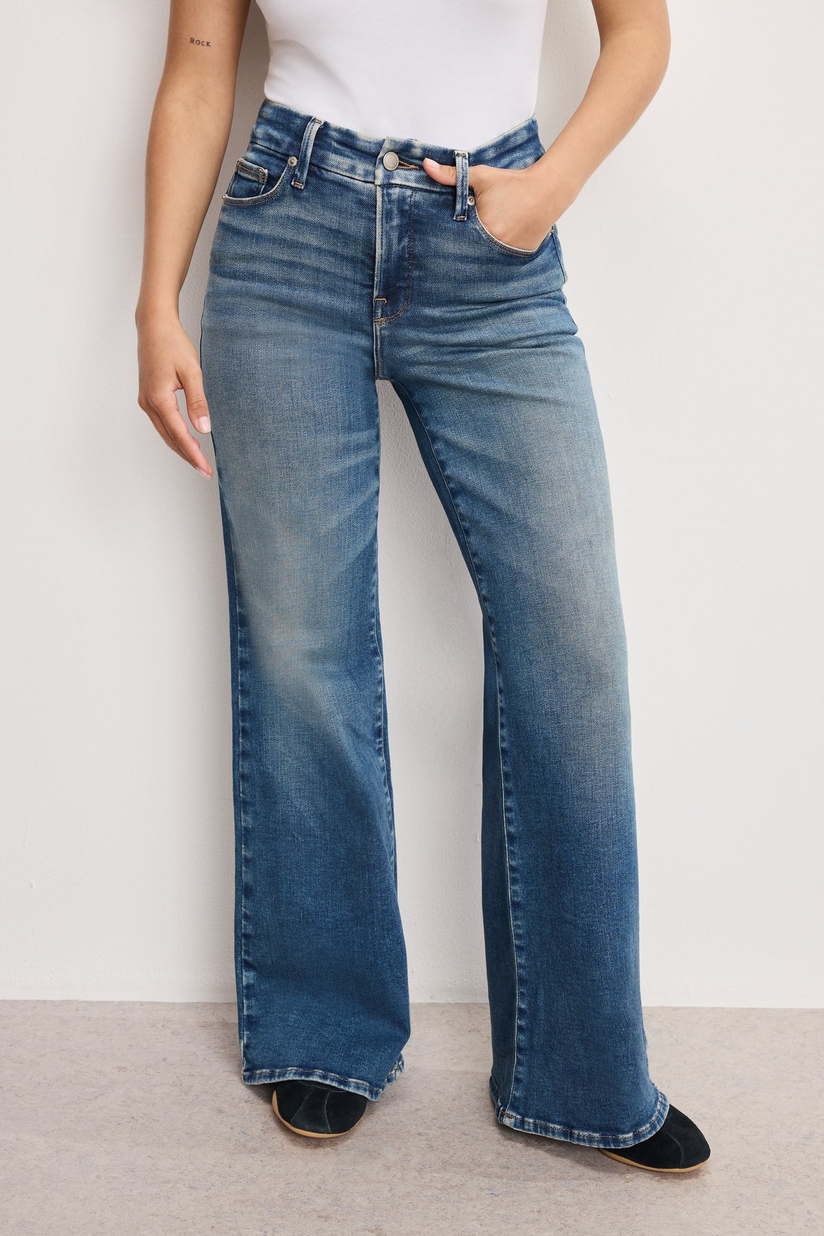 SOFT TECH GOOD PETITE PALAZZO JEANS INDIGO986