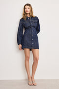 BARREL LONG SLEEVE MINI DRESS INDIGO982