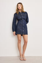 BARREL LONG SLEEVE MINI DRESS INDIGO982