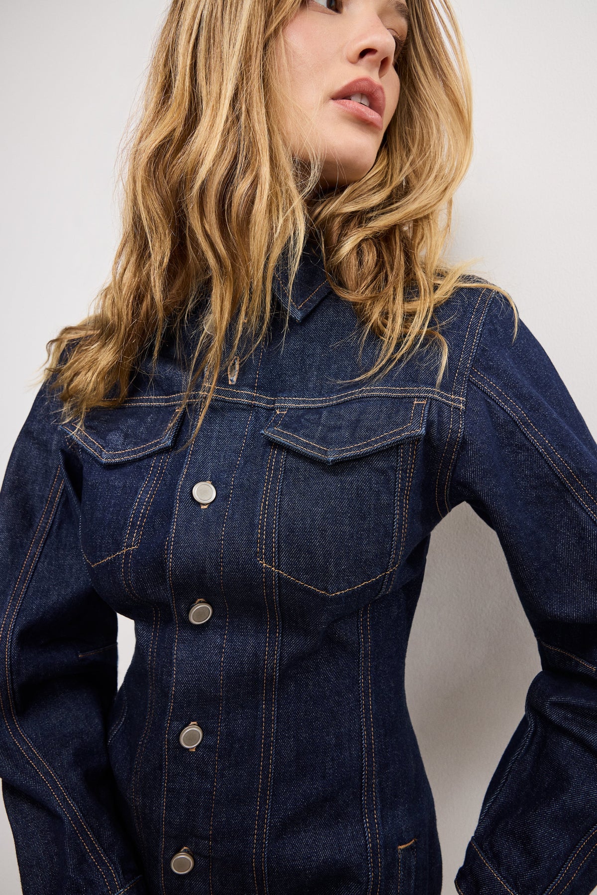 BARREL LONG SLEEVE MINI DRESS INDIGO982